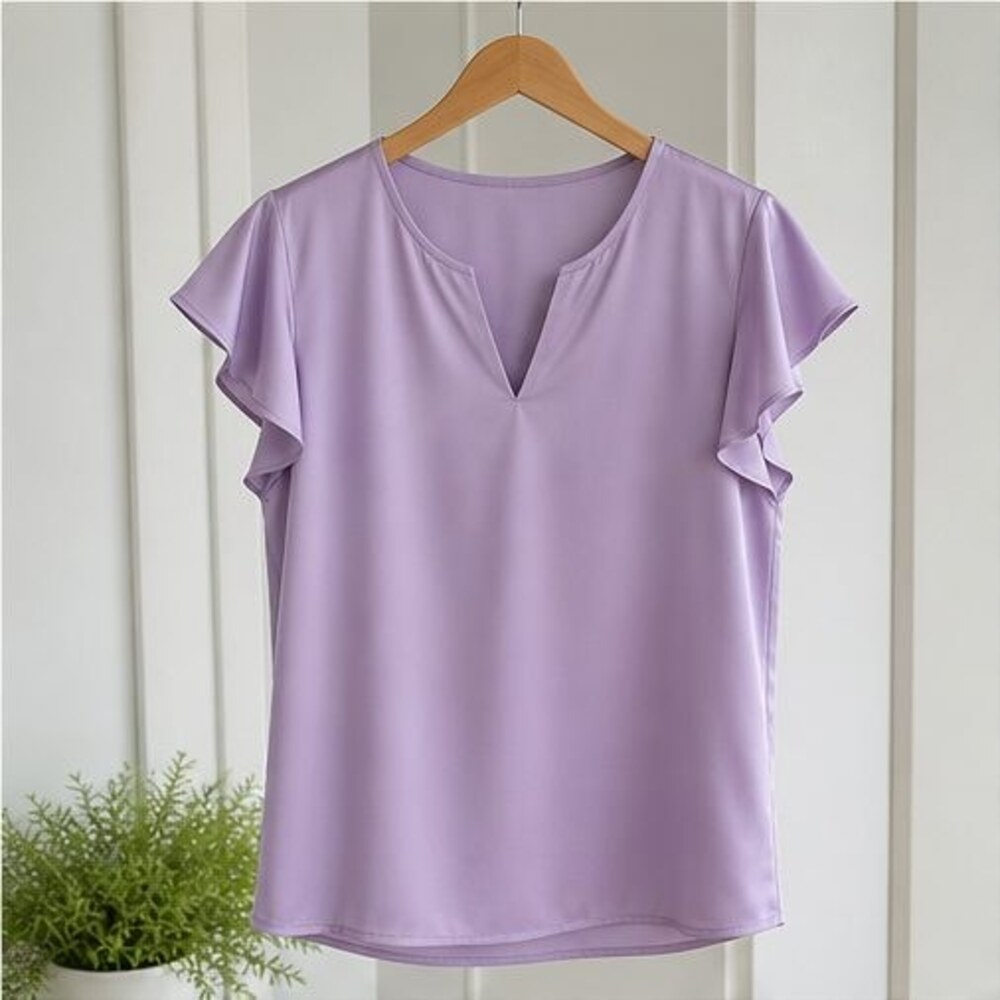 Lilac V Neck Top